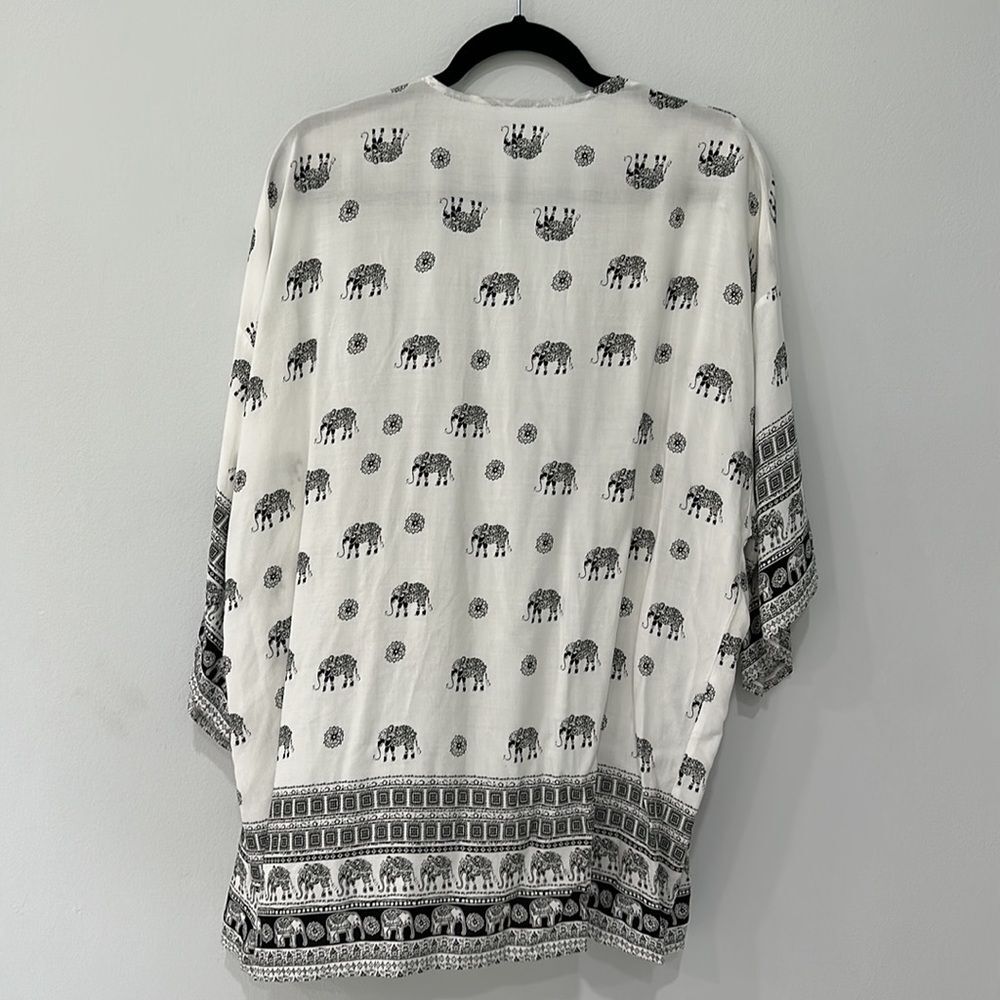 Women Top/Kimono/Cardigan/Cover Up  Elephant Print Sz XL - Picture 7 of 9